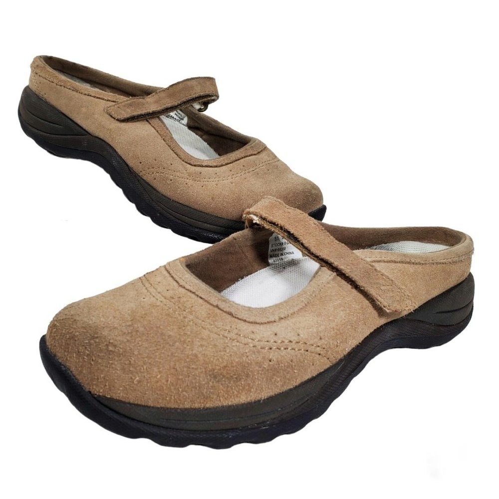 L.L. Bean Tan Suede Lined Mary Jane Adjustable Strap Comfort Women's 8.5 US